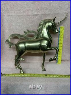 1970's Vintage Large Brass Unicorn Figurine Statue Animal Decor Very Rare