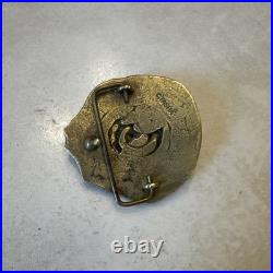 1970s C Tasha Black Widow Belt Buckle On Leaf with Eggs Solid Brass Very Rare