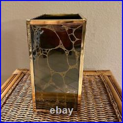 1970s Gold vein, black mirror & brass waste bin. VERY rare. Nice