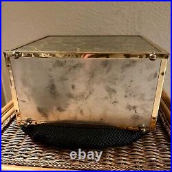 1970s Gold vein, black mirror & brass waste bin. VERY rare. Nice