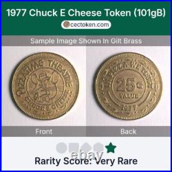1977 Chuck E Cheese Token (101gB) Gilt Brass 25mm Very Rare