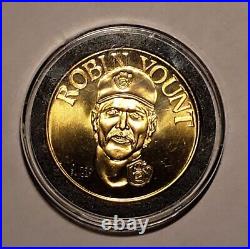 1990 Bandai Brass Coin Robin Yount Near Mint Very Rare 1 of 6 Logo On His Neck