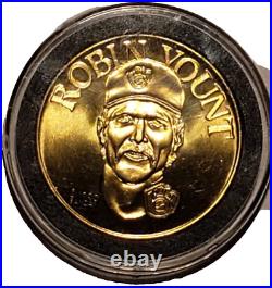 1990 Bandai Brass Coin Robin Yount Near Mint Very Rare 1 of 6 Logo On His Neck
