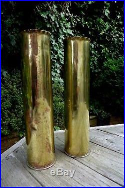 1WW Pair Trench Art Brass Vase Design 1917 Hobby Very Rare Collector WW1