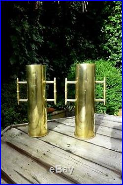 1WW XL PAIR TRENCH ART Brass Vase With Handle 1916 Hobby Very Rare Collector