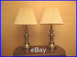 (2) Stiffel Antique Brass Metal Table Lamps Very Rare