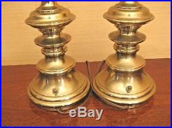 (2) Stiffel Antique Brass Metal Table Lamps Very Rare
