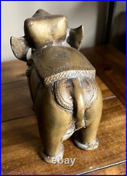 2 Very Old Hand Carved Brass Dressed Elephant Figures Sherelle Powell RARE! B8