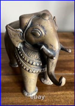 2 Very Old Hand Carved Brass Dressed Elephant Figures Sherelle Powell RARE! B8