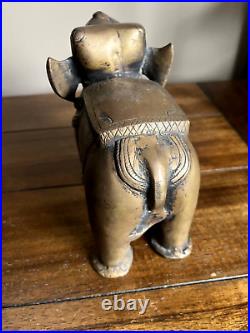 2 Very Old Hand Carved Brass Dressed Elephant Figures Sherelle Powell RARE! B8