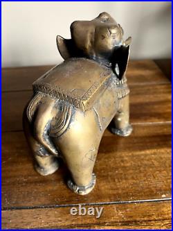 2 Very Old Hand Carved Brass Dressed Elephant Figures Sherelle Powell RARE! B8