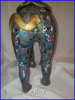 22 Vintage Chinese Cloisonne over Brass Camel Statue ca 20th c. Very Rare