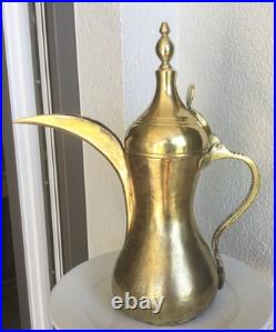 35 cm antique very rare RASLAN Dallah with Hallmark brass 19th 1.400 gramm