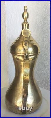 35 cm antique very rare RASLAN Dallah with Hallmark brass 19th 1.400 gramm