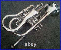 4-Valve Very Rare Instrument Echo Cornet Nickel Silver Classic British Design