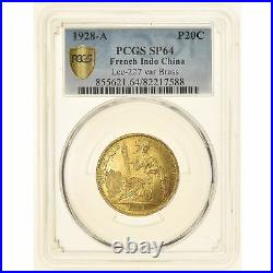 #905414 Coin, FRENCH INDO-CHINA, 20 Cents, 1928, Paris, Very rare, PCGS, SP64
