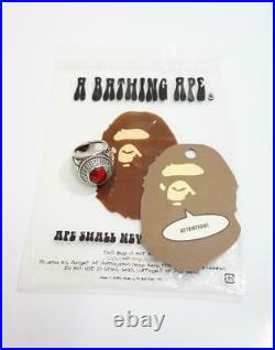 A BATHING APE BAPE Class Ring College Ring Red Size 17(Japan) Very Good Rare F/S