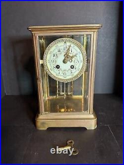A. D. Mougin Very Rare France Antique Mantle Clock In Brass With Chim