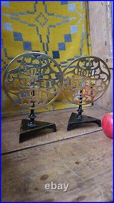 A Rare Pair Of Very British Brass Candle Reflectors Home Sweet Home