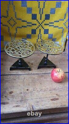 A Rare Pair Of Very British Brass Candle Reflectors Home Sweet Home