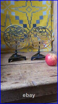 A Rare Pair Of Very British Brass Candle Reflectors Home Sweet Home