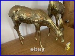 A VERY LARGE Impressive Pair Of RARE CAST BRASS STATUE OF A STAGS / Deers