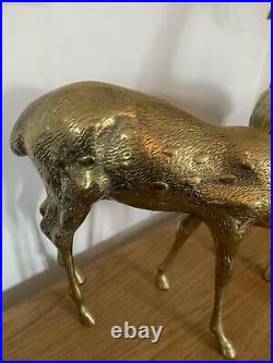 A VERY LARGE Impressive Pair Of RARE CAST BRASS STATUE OF A STAGS / Deers