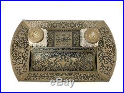 A Very Fine & Rare 19th Century French Original Boulle Brass Inlay Inkwell