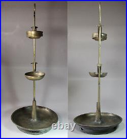 A Very Fine/Rare Korean Brass Oil Lantern with 2 Adjustable Oil Cups-19th C