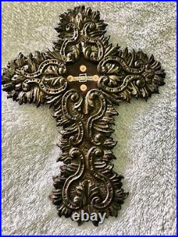 A Very Rare 19th Century Spanish Brass Reliquary Cross Jesus Del Gran Poder