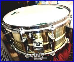 A Very Rare Yamaha Brass Pro Snare SD 496 14 x 6.5 with Factory Power Hoops