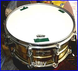 A Very Rare Yamaha Brass Pro Snare SD 496 14 x 6.5 with Factory Power Hoops