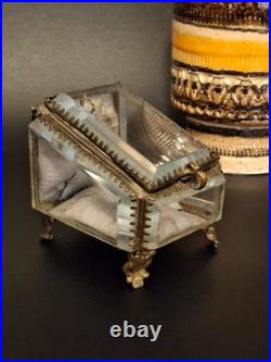 A very rare Antique Pocket Watch Display Box in Crystal and Brass