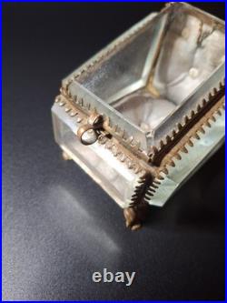 A very rare Antique Pocket Watch Display Box in Crystal and Brass