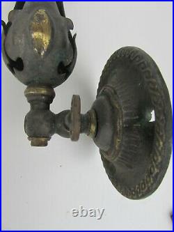 A very rare set of 4 antique brass gas lights Benson style
