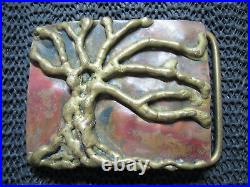 ABSTRACT BRUTALIST TREE OF LIFE HIPPIE BELT BUCKLE! VINTAGE! VERY RARE! 1970s