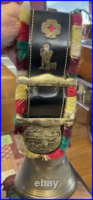 ALBERTANO Switzerland 5 Brass Cow Bell With Strap Very Nice Rare 12 1/2