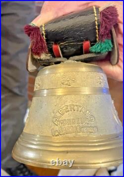 ALBERTANO Switzerland 5 Brass Cow Bell With Strap Very Nice Rare 12 1/2