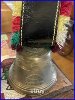 ALBERTANO Switzerland 5 Brass Cow Bell With Strap Very Nice Rare 12 1/2
