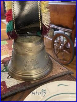 ALBERTANO Switzerland 5 Brass Cow Bell With Strap Very Nice Rare 12 1/2