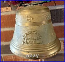ALBERTANO Switzerland 5 Brass Cow Bell With Strap Very Nice Rare 12 1/2