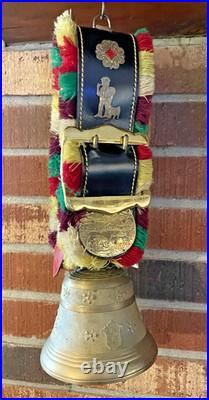 ALBERTANO Switzerland 5 Brass Cow Bell With Strap Very Nice Rare 12 1/2