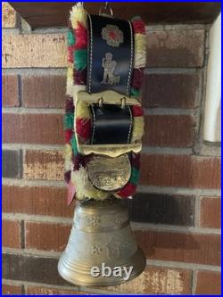 ALBERTANO Switzerland 5 Brass Cow Bell With Strap Very Nice Rare 12 1/2