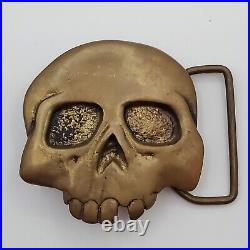 AMINCO Buckle 2.5 Solid Brass SKULL Heavy Metal D155 Vintage 1980s VERY RARE