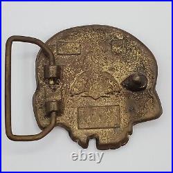 AMINCO Buckle 2.5 Solid Brass SKULL Heavy Metal D155 Vintage 1980s VERY RARE