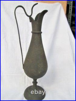 ANTIQUE 18c VERY RARE BRASS BRONZE MUGHAL INDIAN WATER DISPENSE JUG HOME DECOR