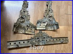 ANTIQUE 19TH CENTURY BRASS FRENCH FIREPLACE ANDIRONS 3pc SET VERY RARE FIND