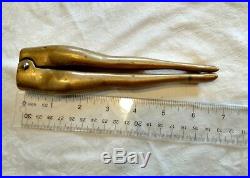ANTIQUE HEAVY BRASS RISQUE NUT CRACKER IN THE SHAPE of WOMAN'S LEGS VERY RARE