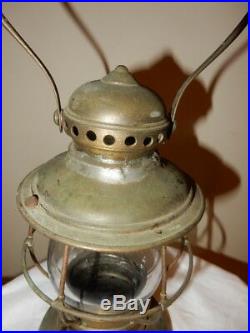 ANTIQUE Post Railroad Conductor Kerosene Brass Lantern Very RARE