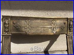 ANTIQUE VTG FIREPLACE INSERT Cast Brass Victorian Comedy Tragedy Faces Very Rare